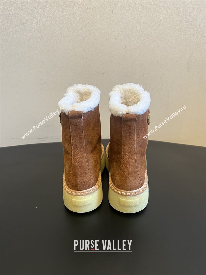 Prada Suede Shearling Platform Booties P121607 Brown 2025 (MGN-25121607)