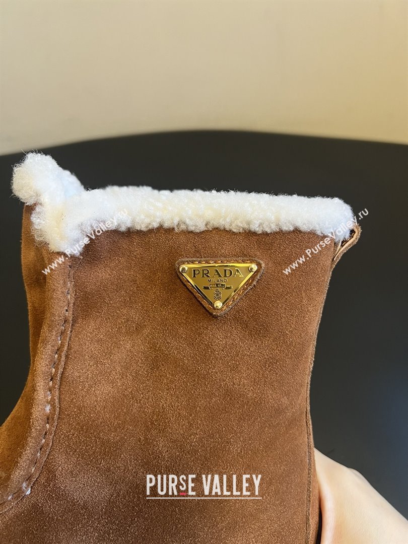Prada Suede Shearling Platform Booties P121607 Brown 2025 (MGN-25121607)