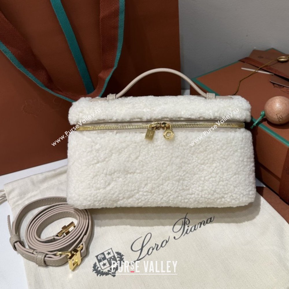 Loro Piana LP Extra Pocket Pouch L19 in Shearling Leather White 2025 (GYF-25122304)