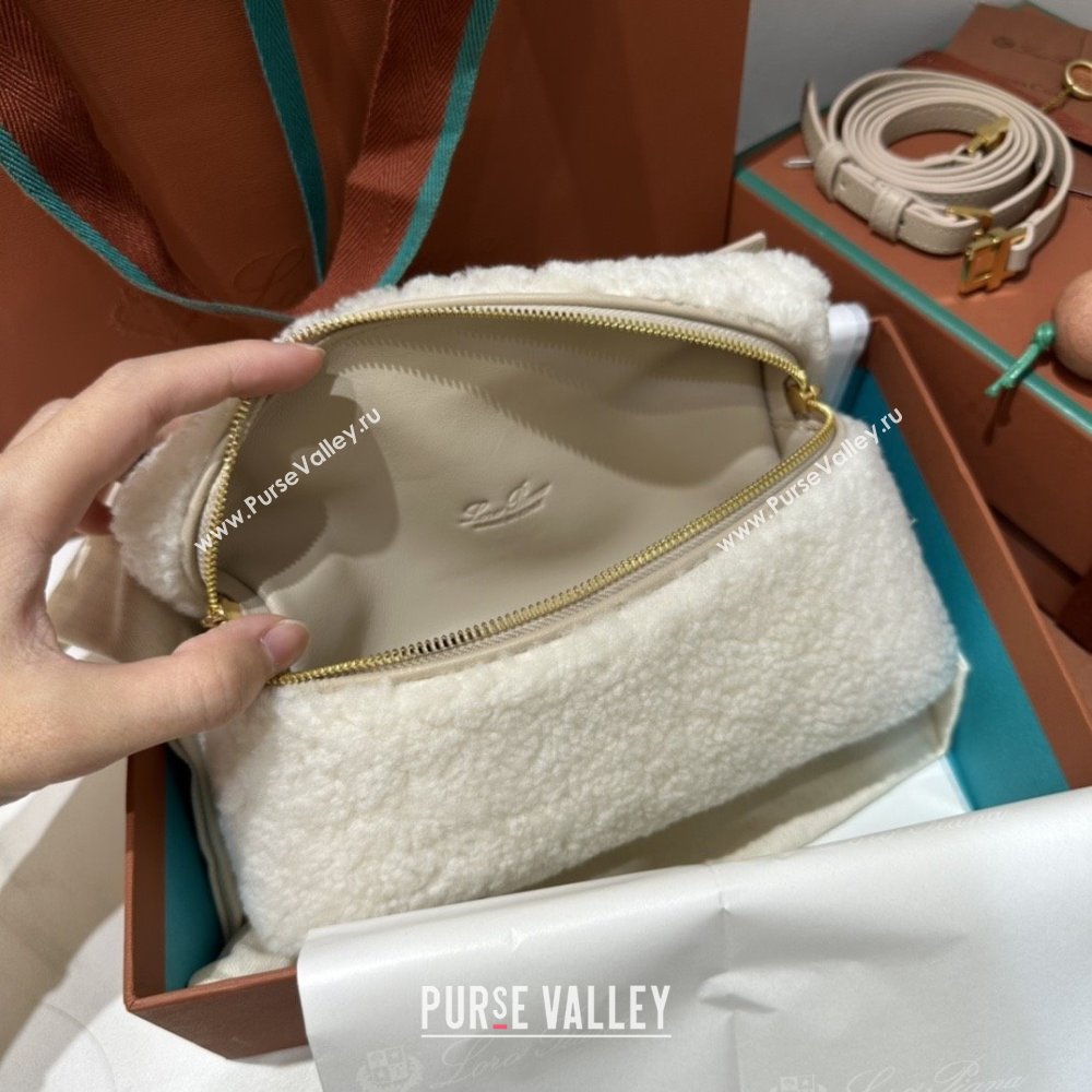 Loro Piana LP Extra Pocket Pouch L19 in Shearling Leather White 2025 (GYF-25122304)