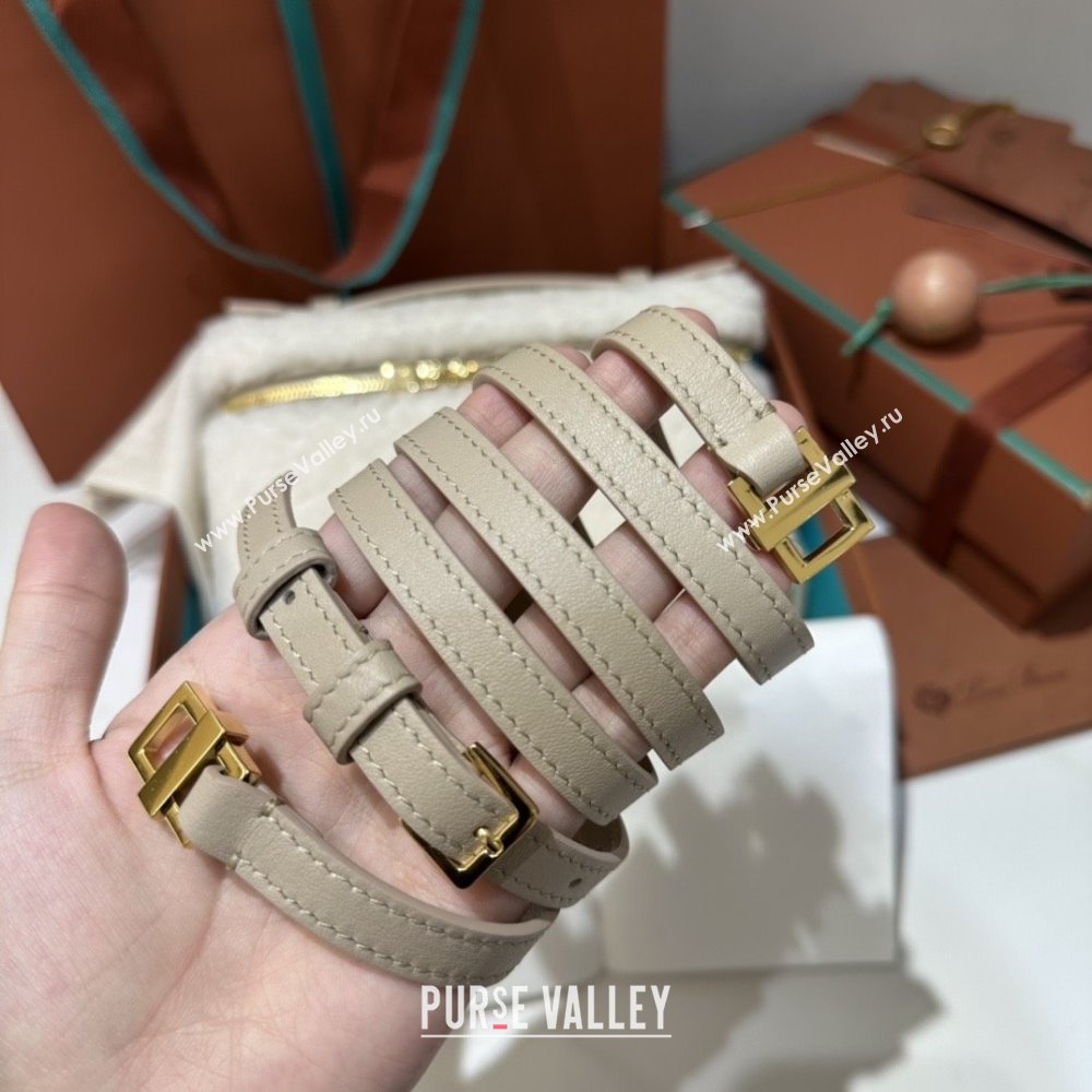 Loro Piana LP Extra Pocket Pouch L19 in Shearling Leather White 2025 (GYF-25122304)