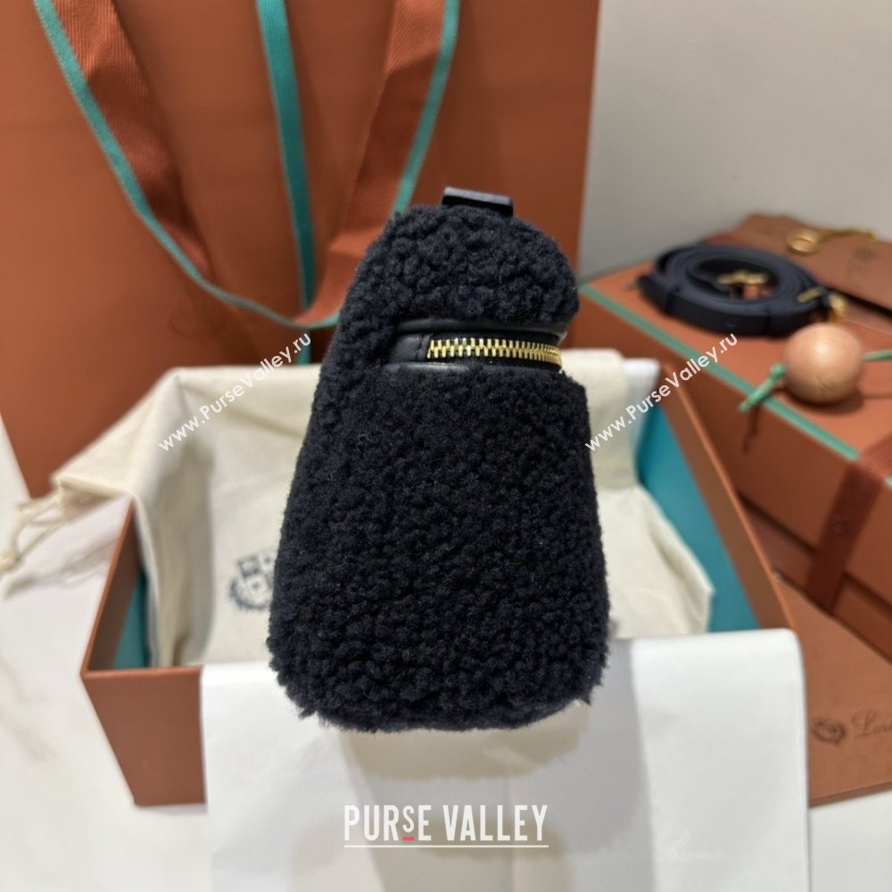 Loro Piana LP Extra Pocket Pouch L19 in Shearling Leather Navy Blue 2025 (GYF-25122305)