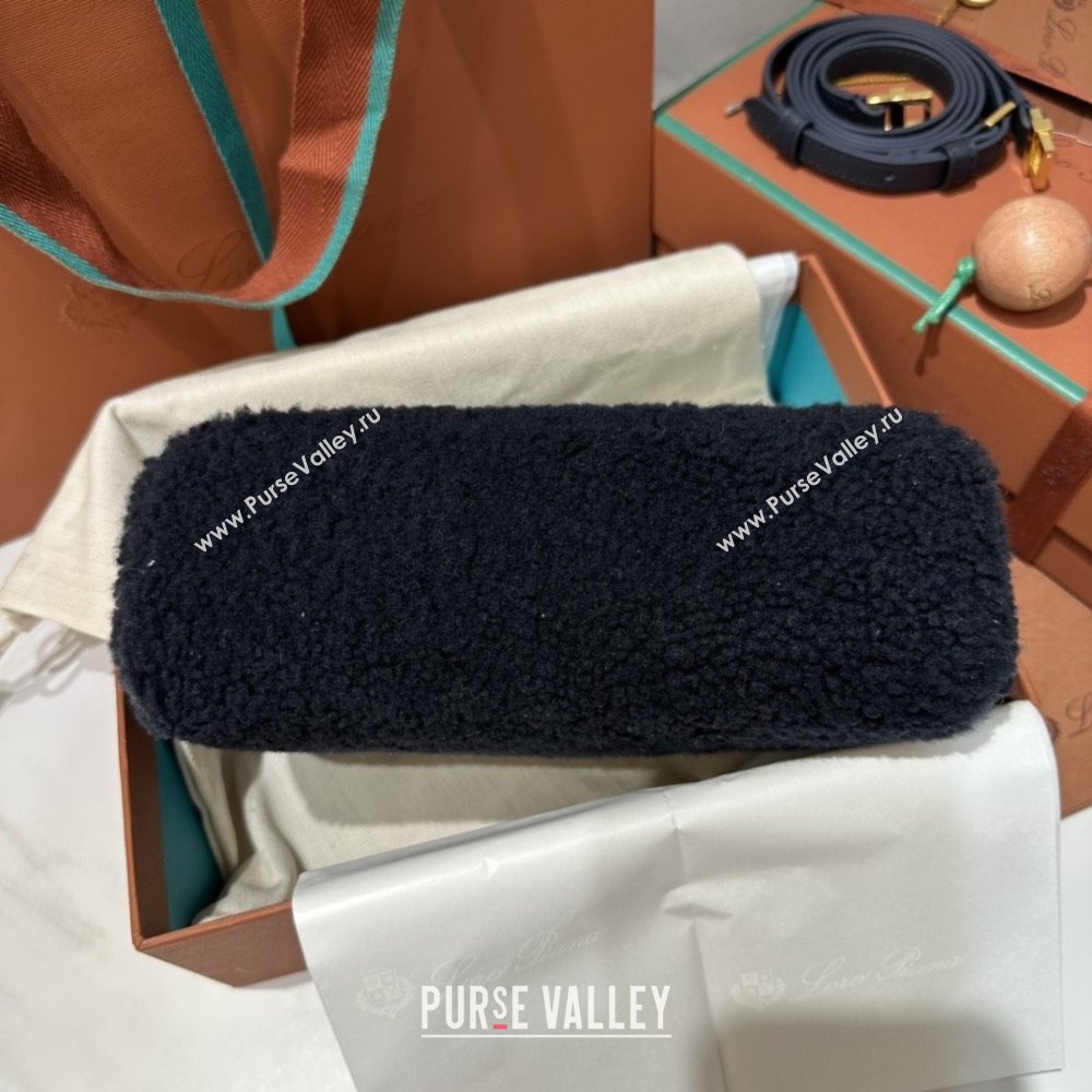 Loro Piana LP Extra Pocket Pouch L19 in Shearling Leather Navy Blue 2025 (GYF-25122305)