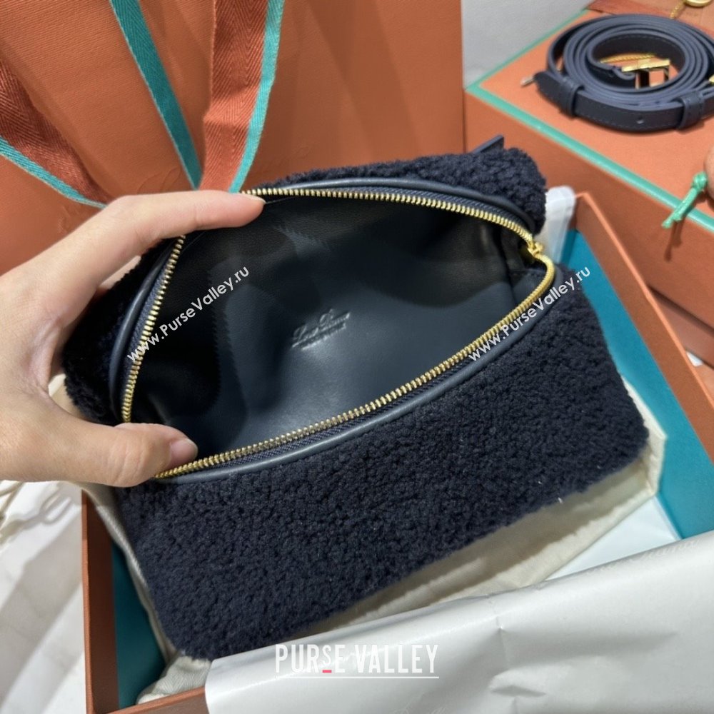 Loro Piana LP Extra Pocket Pouch L19 in Shearling Leather Navy Blue 2025 (GYF-25122305)