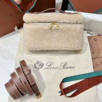 Loro Piana LP Extra Pocket Pouch L19 in Shearling Leather Beige 2025 (GYF-25122306)