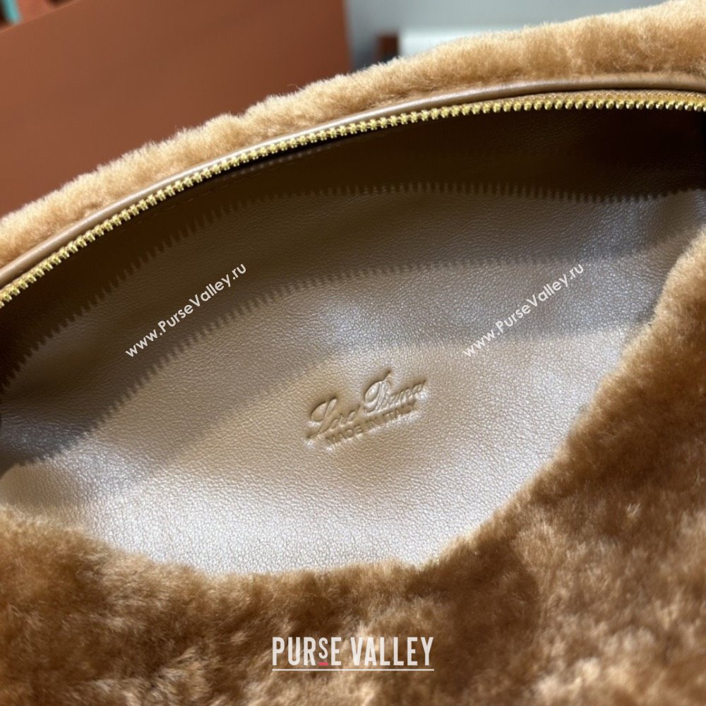Loro Piana LP Extra Pocket Pouch L19 in Shearling Leather Brown 2025 (GYF-25122307)