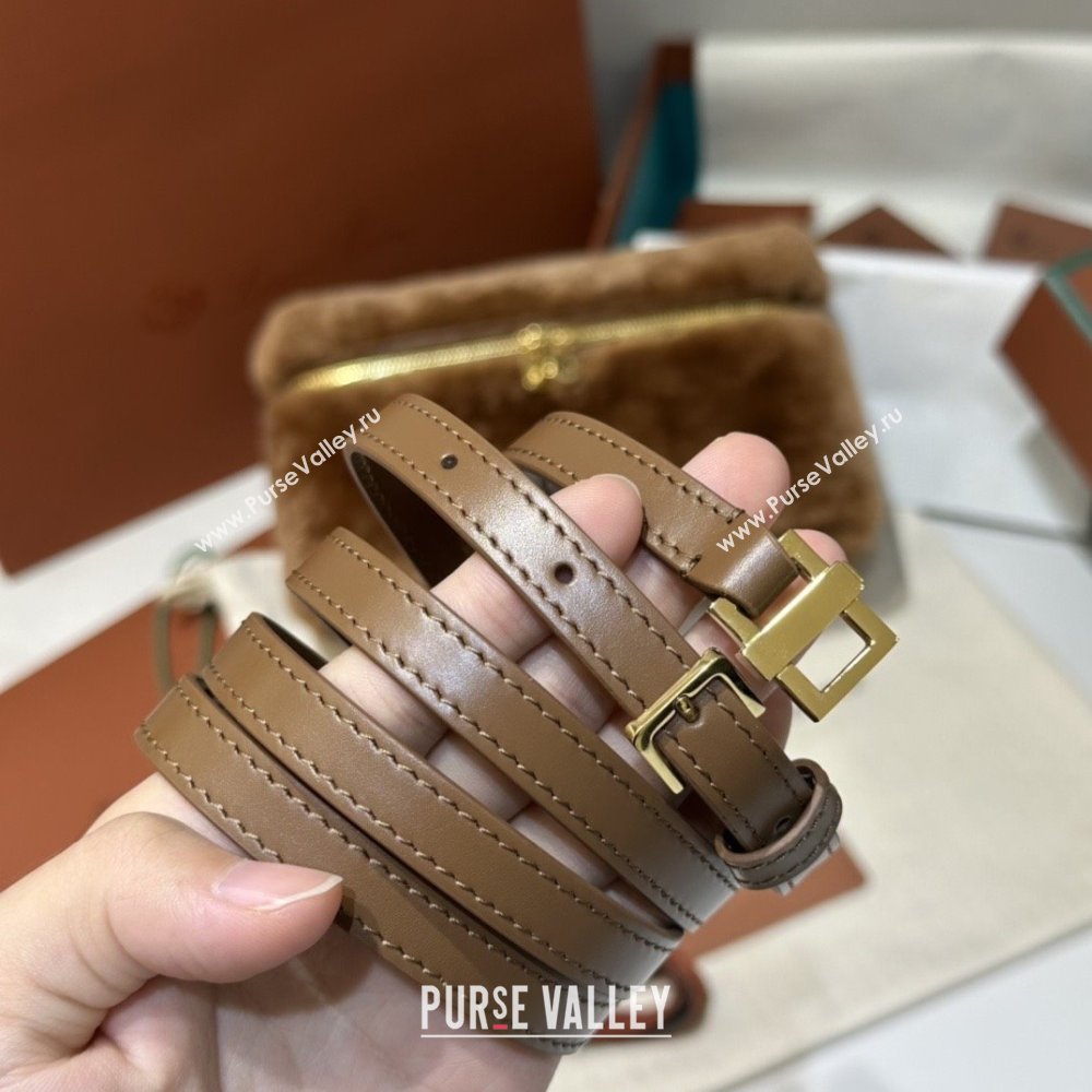 Loro Piana LP Extra Pocket Pouch L19 in Shearling Leather Brown 2025 (GYF-25122307)