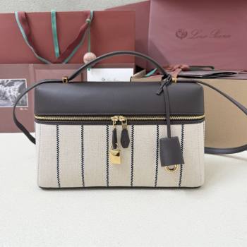 Loro Piana LP Extra Pocket Pouch L27 in Canvas and Leather Grey 2025 (XLU-25122302)