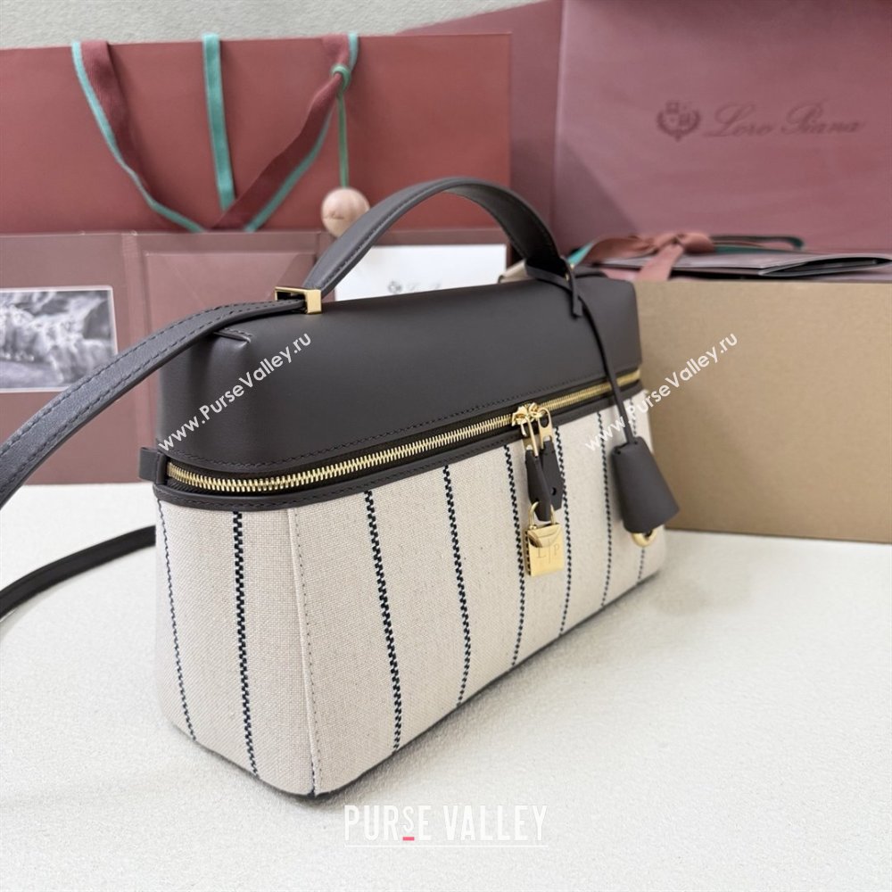 Loro Piana LP Extra Pocket Pouch L27 in Canvas and Leather Grey 2025 (XLU-25122302)