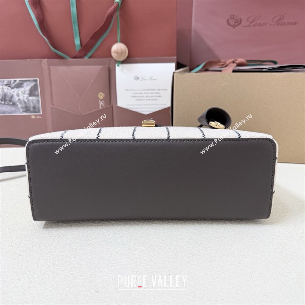 Loro Piana LP Extra Pocket Pouch L27 in Canvas and Leather Grey 2025 (XLU-25122302)