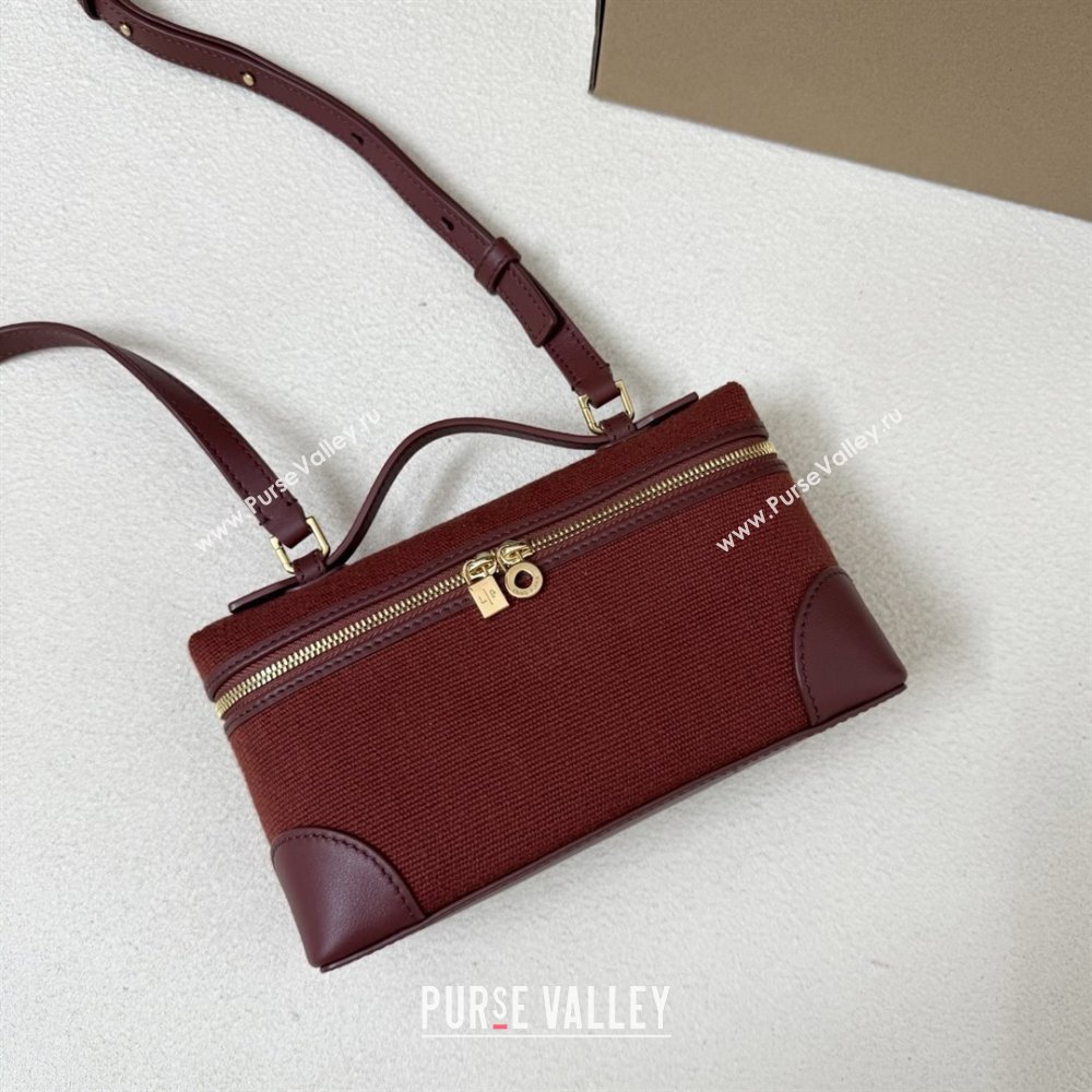 Loro Piana LP Extra Pocket Pouch L19 in Canvas and Leather Burgundy 2025 (XLU-25122301)