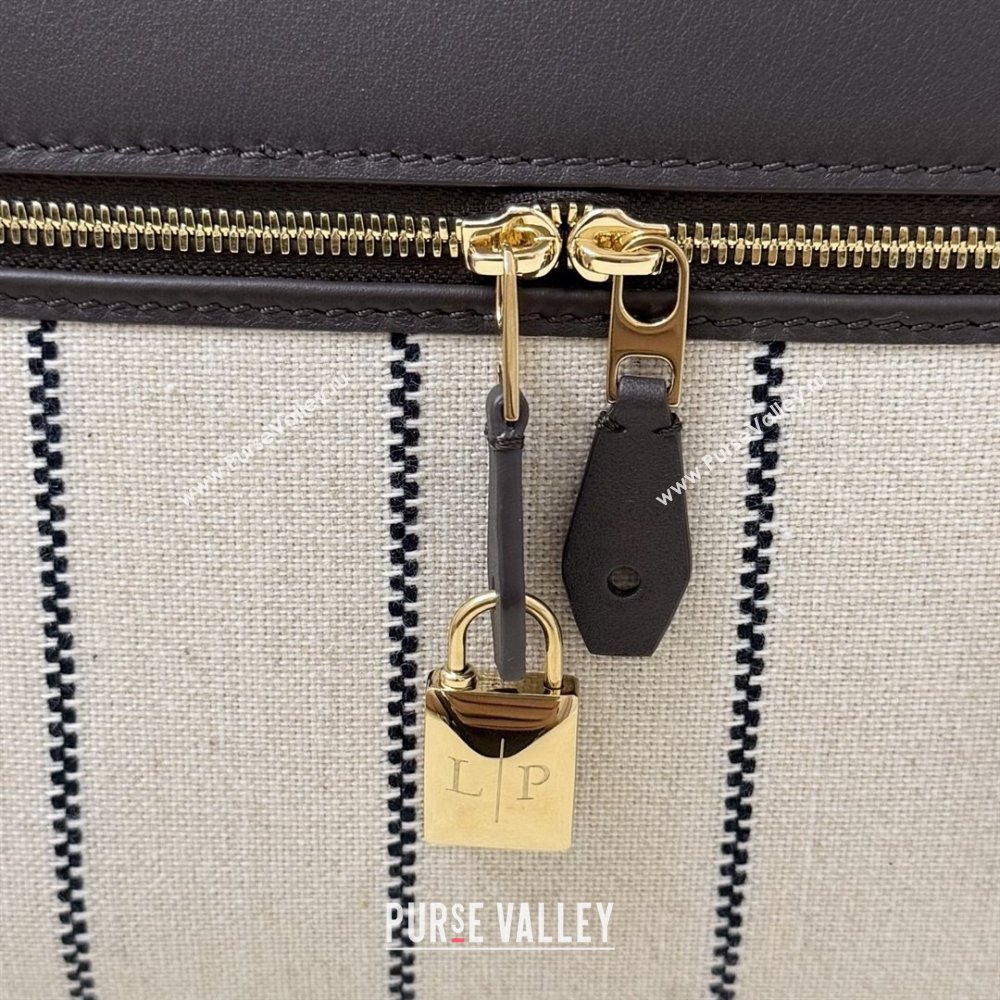 Loro Piana LP Extra Pocket Pouch L27 in Canvas and Leather Grey 2025 (XLU-25122302)