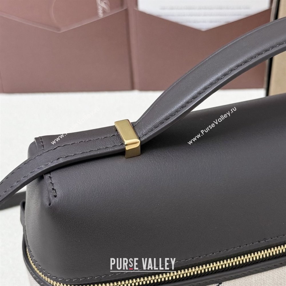 Loro Piana LP Extra Pocket Pouch L27 in Canvas and Leather Grey 2025 (XLU-25122302)