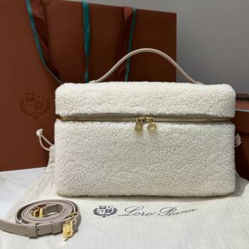 Loro Piana LP Extra Pocket Pouch L27 in Shearling Leather White 2025 (GYF-25122308)