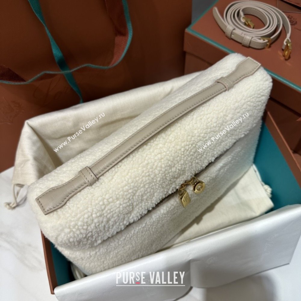 Loro Piana LP Extra Pocket Pouch L27 in Shearling Leather White 2025 (GYF-25122308)