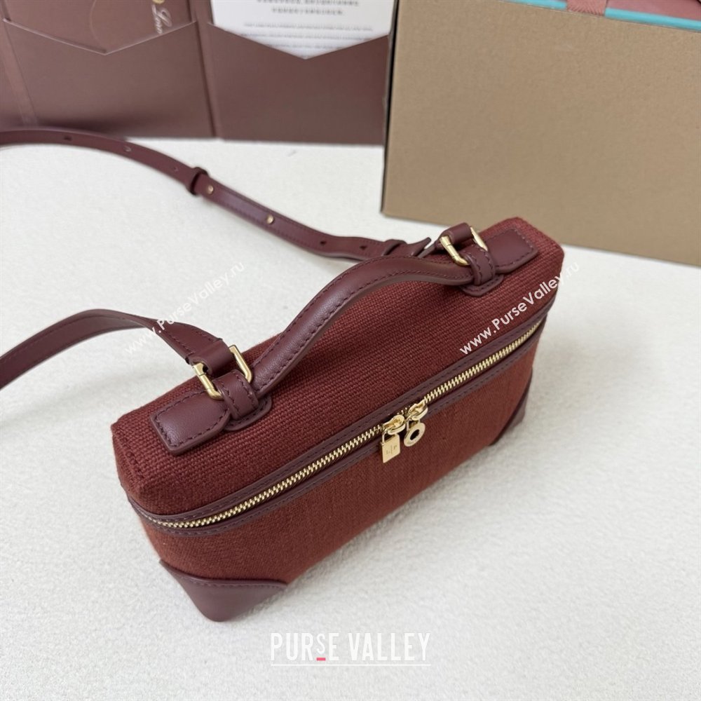 Loro Piana LP Extra Pocket Pouch L19 in Canvas and Leather Burgundy 2025 (XLU-25122301)