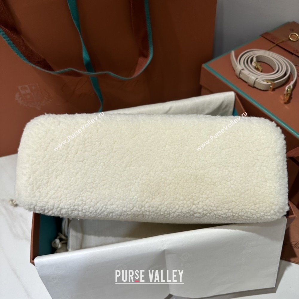 Loro Piana LP Extra Pocket Pouch L27 in Shearling Leather White 2025 (GYF-25122308)