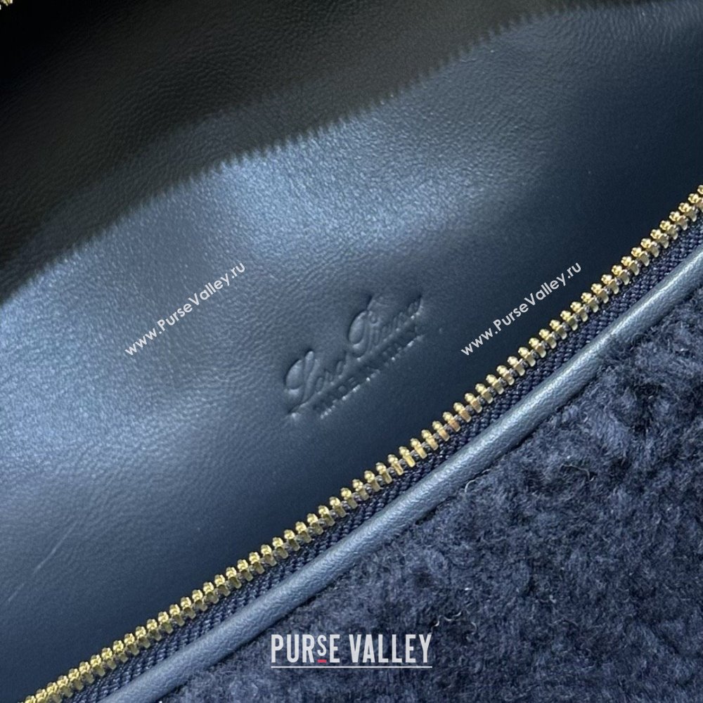 Loro Piana LP Extra Pocket Pouch L27 in Shearling Leather Navy Blue 2025 (GYF-25122309)