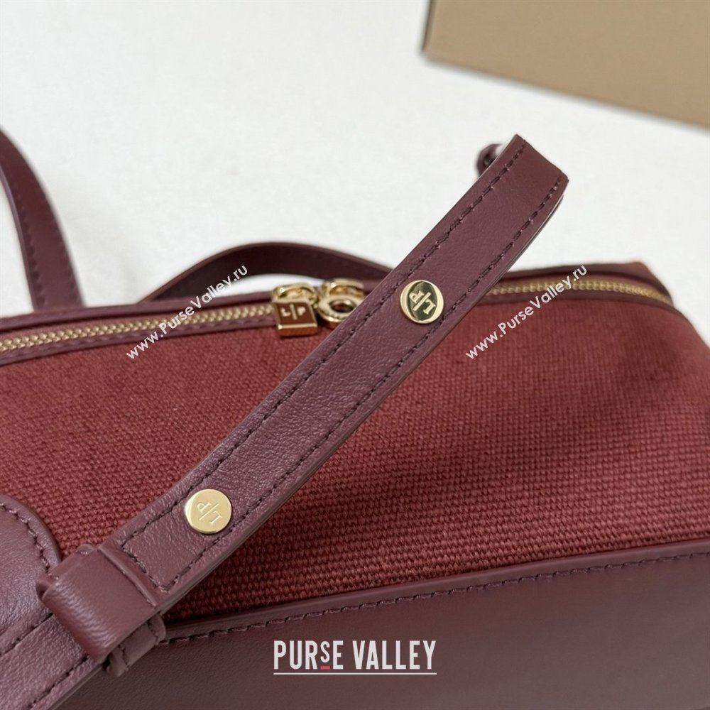 Loro Piana LP Extra Pocket Pouch L19 in Canvas and Leather Burgundy 2025 (XLU-25122301)