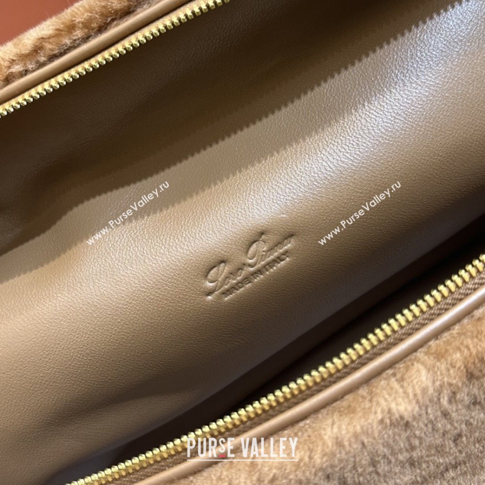 Loro Piana LP Extra Pocket Pouch L27 in Shearling Leather Brown 2025 (GYF-25122310)