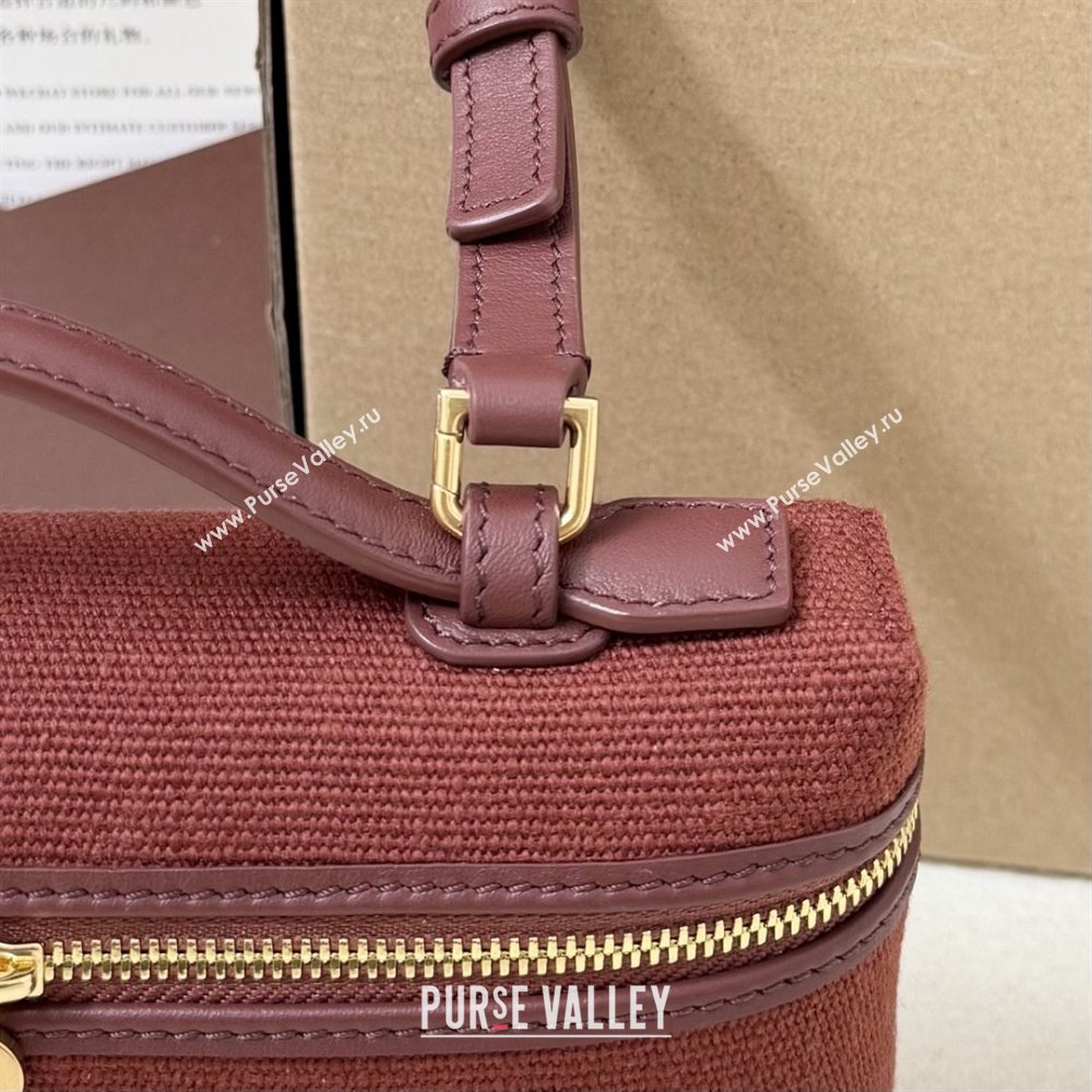 Loro Piana LP Extra Pocket Pouch L19 in Canvas and Leather Burgundy 2025 (XLU-25122301)