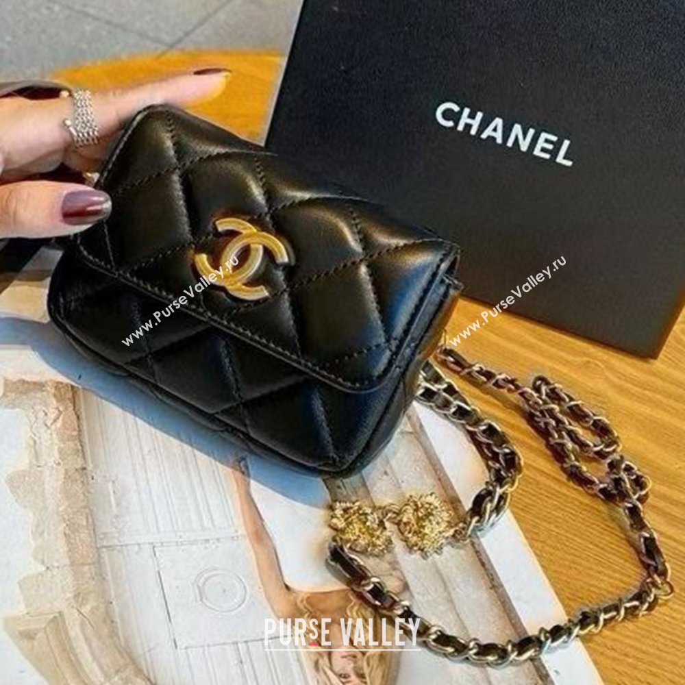 Chanel Chain Belt with Pouch in Smooth Leather 2018025 Black 2025 (99-25122321)
