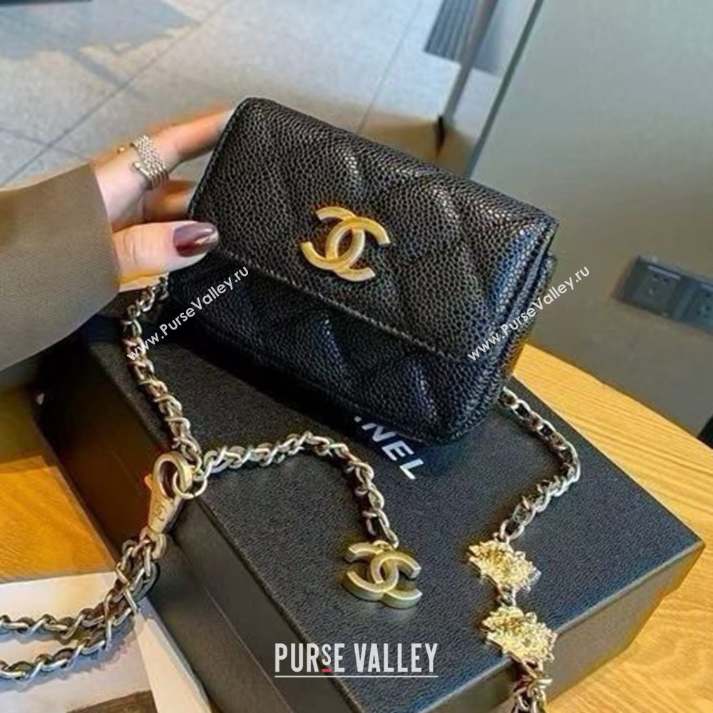 Chanel Chain Belt with Pouch in Grainy Leather 2018025 Black 2025 (99-25122322)