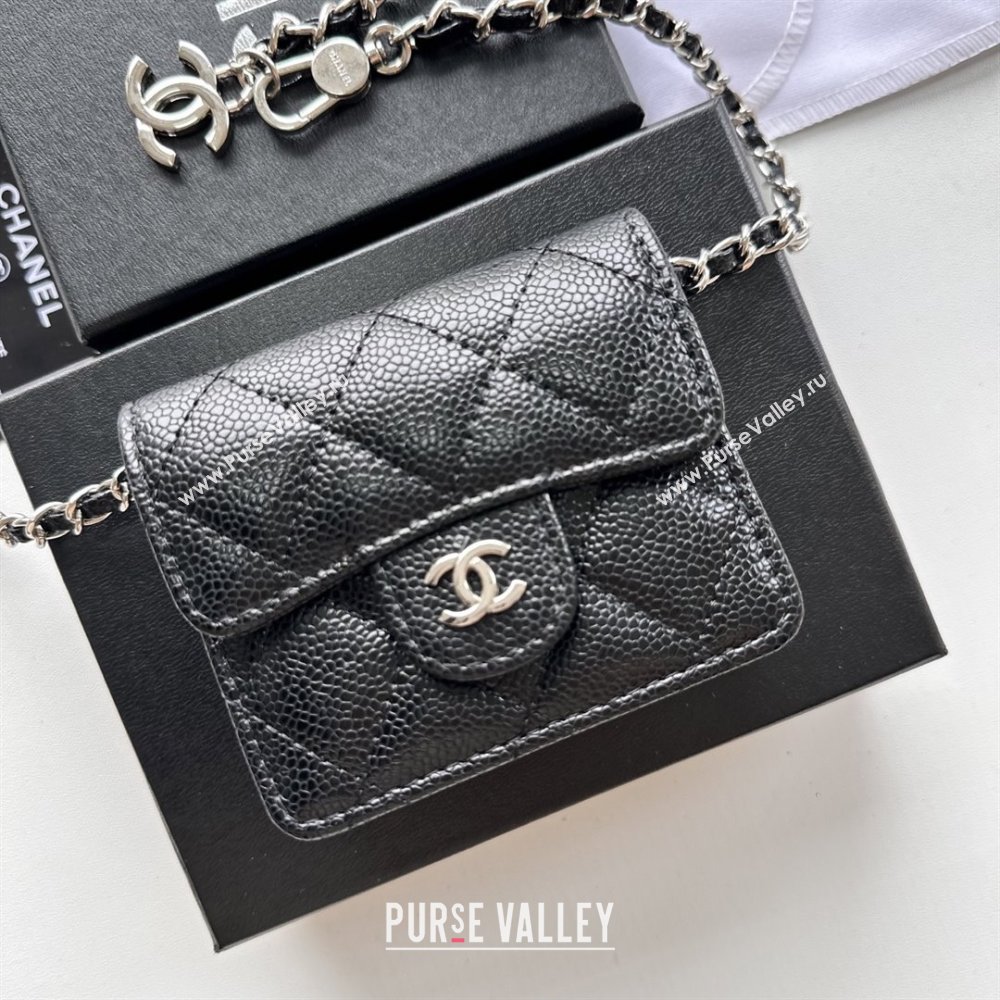 Chanel Chain Belt with Pouch in Grainy Leather 2016025 Black/Silver 2025 (99-25122312)