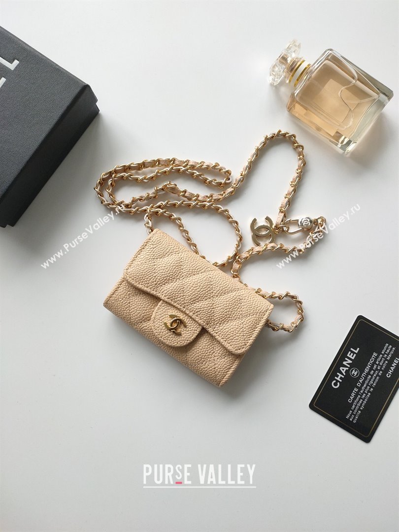 Chanel Chain Belt with Pouch in Grainy Leather 2015025 Beige 2025 (99-25122323)