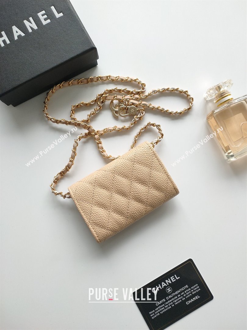 Chanel Chain Belt with Pouch in Grainy Leather 2015025 Beige 2025 (99-25122323)