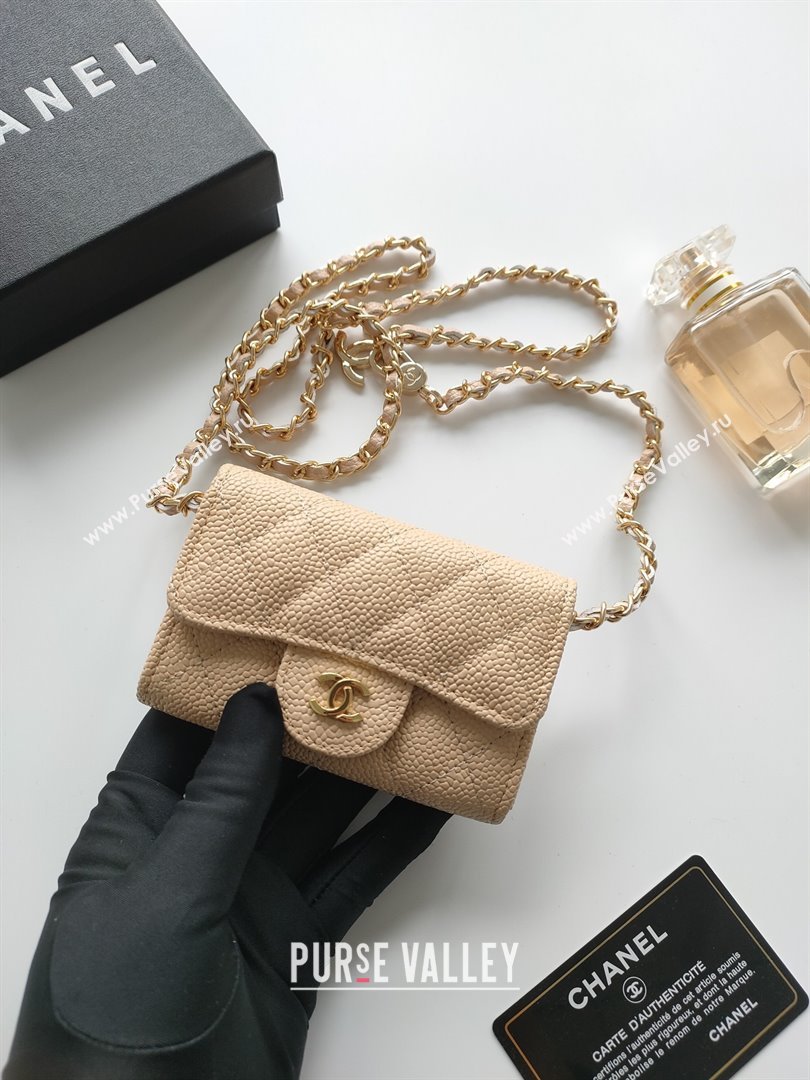 Chanel Chain Belt with Pouch in Grainy Leather 2015025 Beige 2025 (99-25122323)