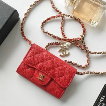 Chanel Chain Belt with Pouch in Grainy Leather 2015025 Red 2025 (99-25122325)