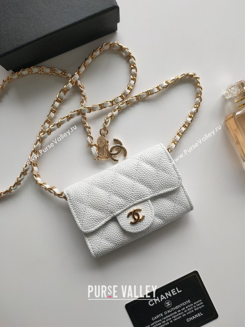 Chanel Chain Belt with Pouch in Grainy Leather 2015025 White 2025 (99-25122327)