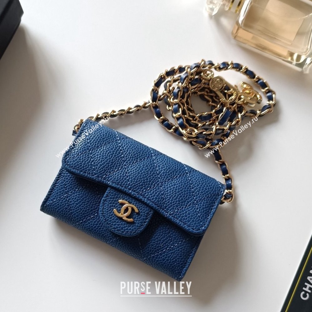 Chanel Chain Belt with Pouch in Grainy Leather 2015025 Blue 2025 (99-25122334)