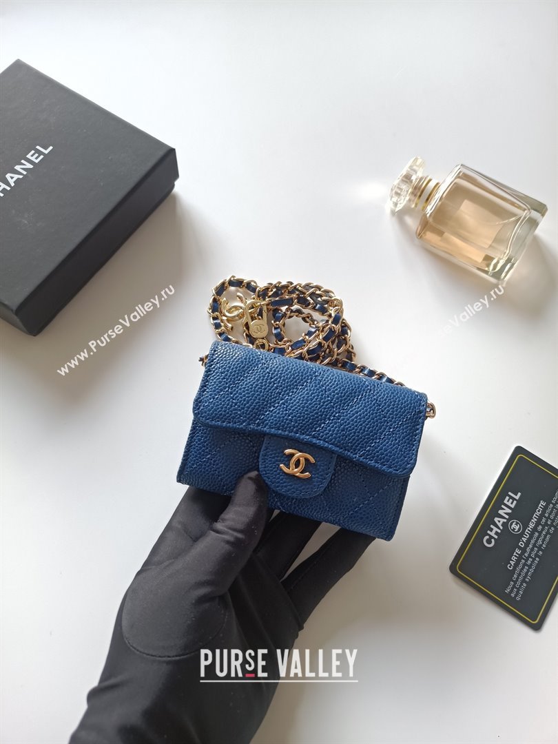 Chanel Chain Belt with Pouch in Grainy Leather 2015025 Blue 2025 (99-25122334)