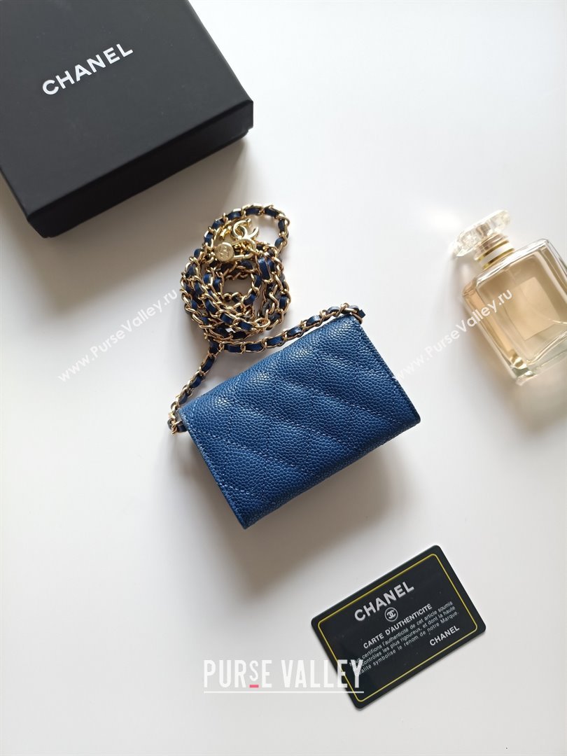 Chanel Chain Belt with Pouch in Grainy Leather 2015025 Blue 2025 (99-25122334)