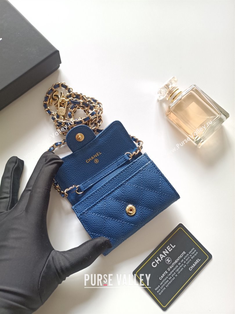 Chanel Chain Belt with Pouch in Grainy Leather 2015025 Blue 2025 (99-25122334)