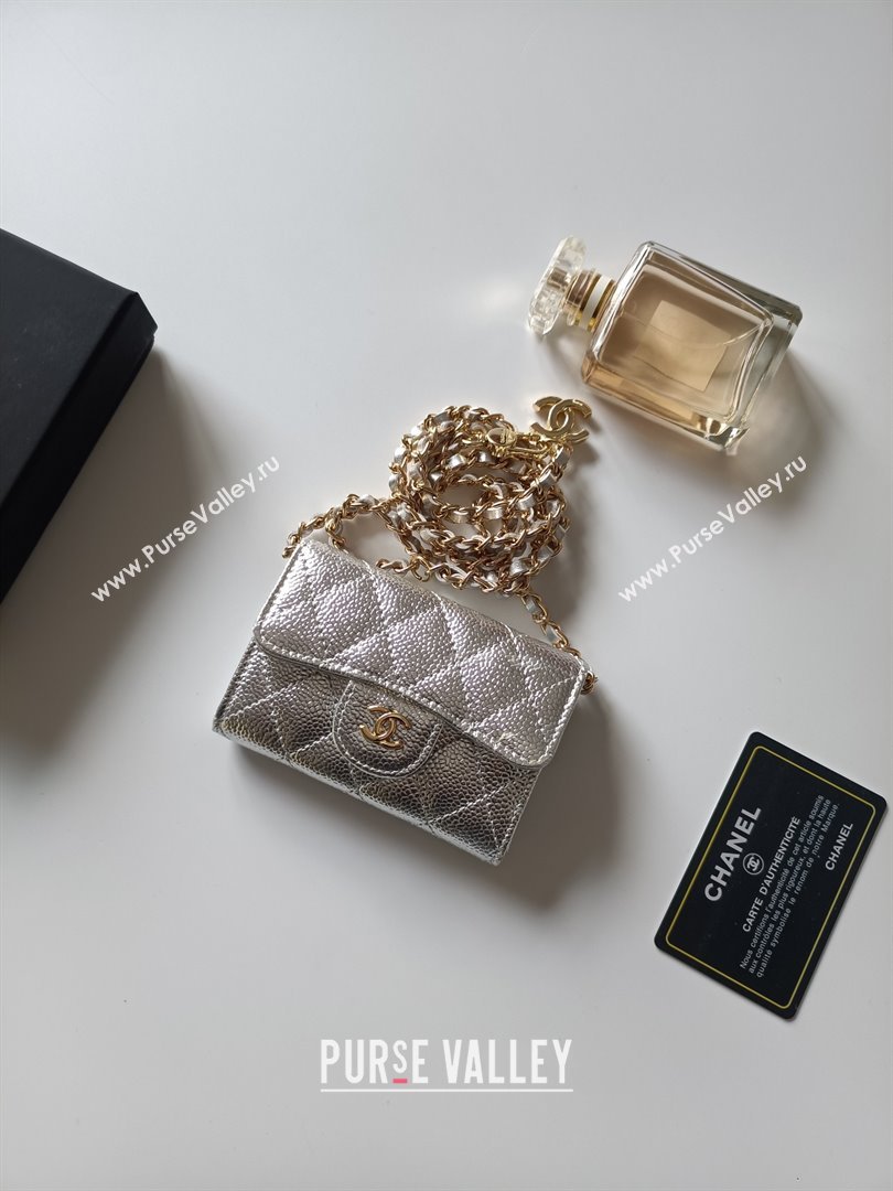 Chanel Chain Belt with Pouch in Grainy Leather 2015025 Silver 2025 (99-25122335)