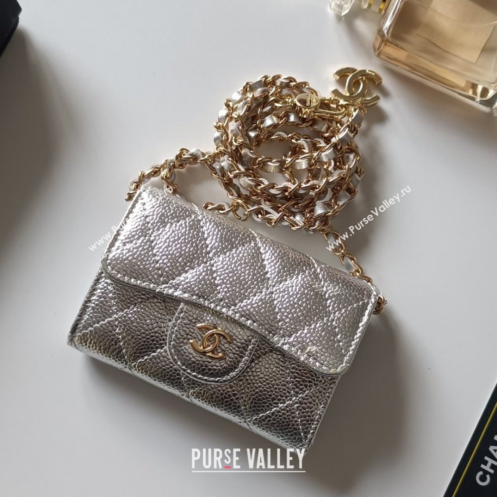 Chanel Chain Belt with Pouch in Grainy Leather 2015025 Silver 2025 (99-25122335)