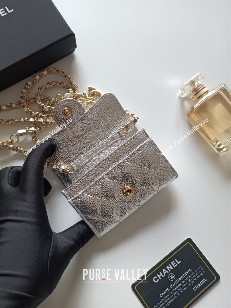 Chanel Chain Belt with Pouch in Grainy Leather 2015025 Silver 2025 (99-25122335)