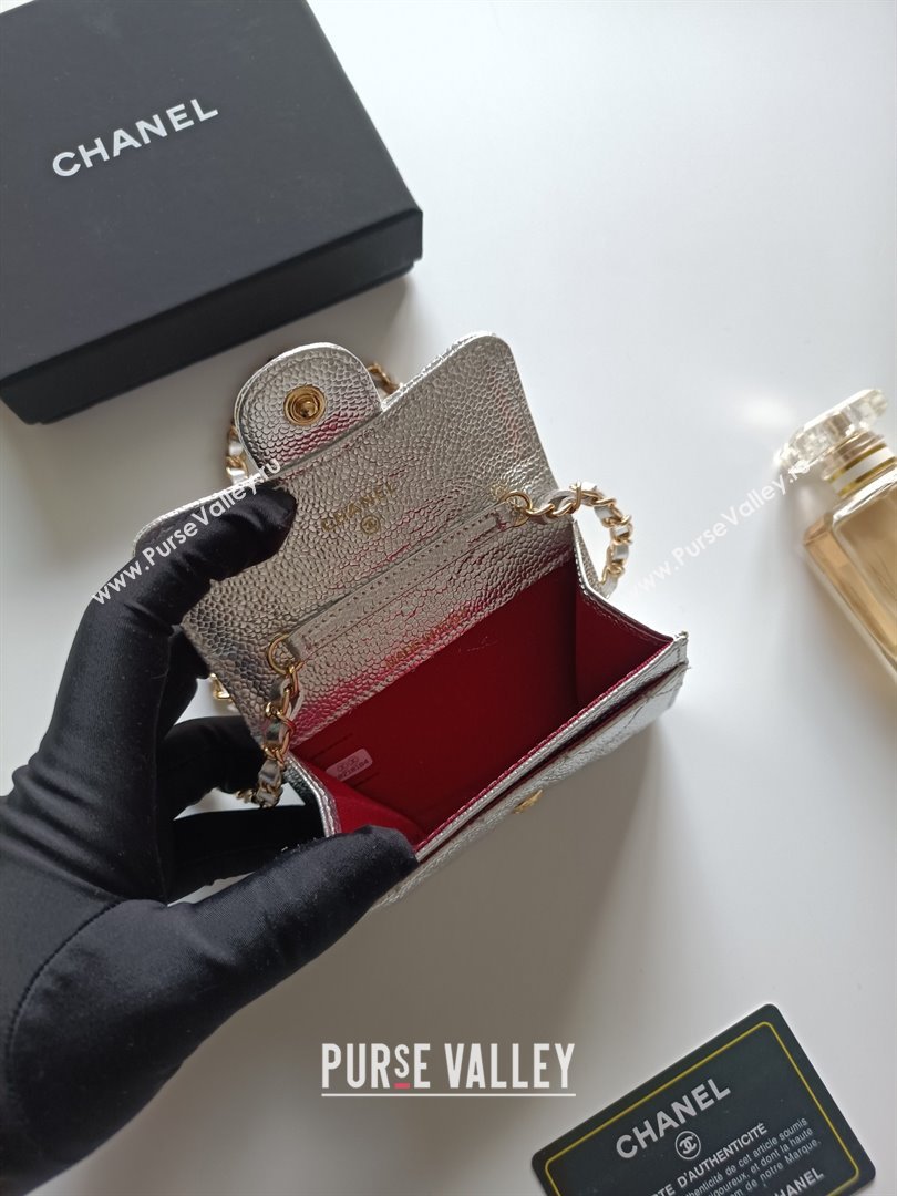 Chanel Chain Belt with Pouch in Grainy Leather 2015025 Silver 2025 (99-25122335)