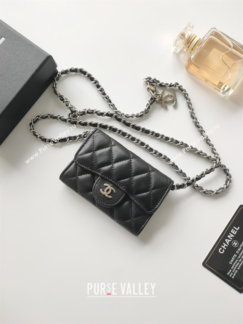 Chanel Chain Belt with Pouch in Smooth Leather 2015025 Black/Silver 2025 (99-25122336)