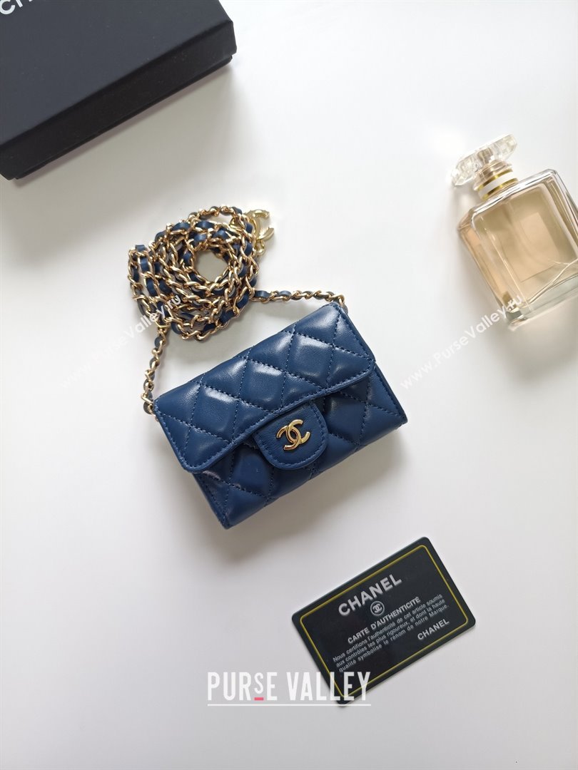 Chanel Chain Belt with Pouch in Smooth Leather 2015025 Blue/Gold 2025 (99-25122338)