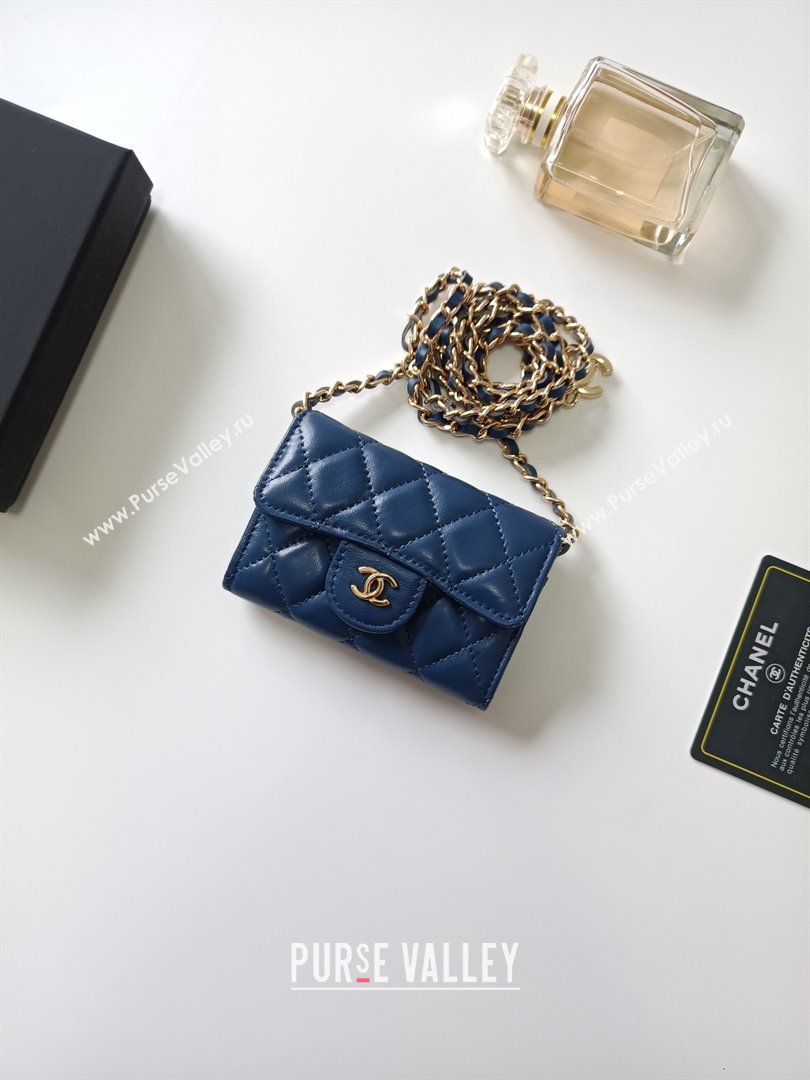 Chanel Chain Belt with Pouch in Smooth Leather 2015025 Blue/Gold 2025 (99-25122338)