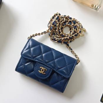 Chanel Chain Belt with Pouch in Smooth Leather 2015025 Blue/Gold 2025 (99-25122338)