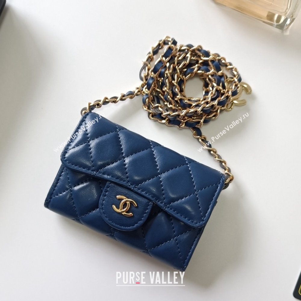 Chanel Chain Belt with Pouch in Smooth Leather 2015025 Blue/Gold 2025 (99-25122338)