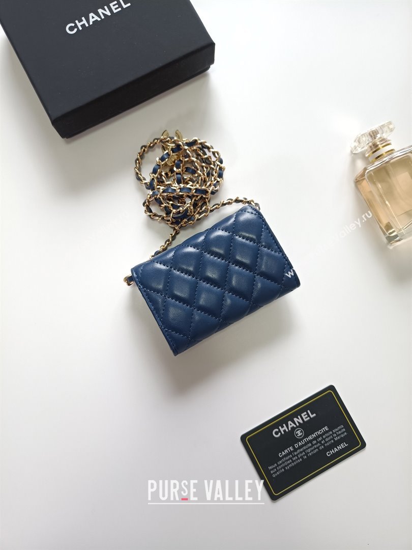 Chanel Chain Belt with Pouch in Smooth Leather 2015025 Blue/Gold 2025 (99-25122338)