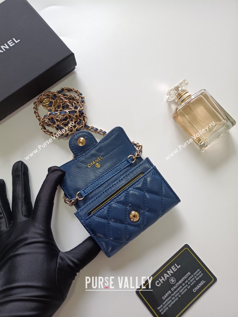 Chanel Chain Belt with Pouch in Smooth Leather 2015025 Blue/Gold 2025 (99-25122338)