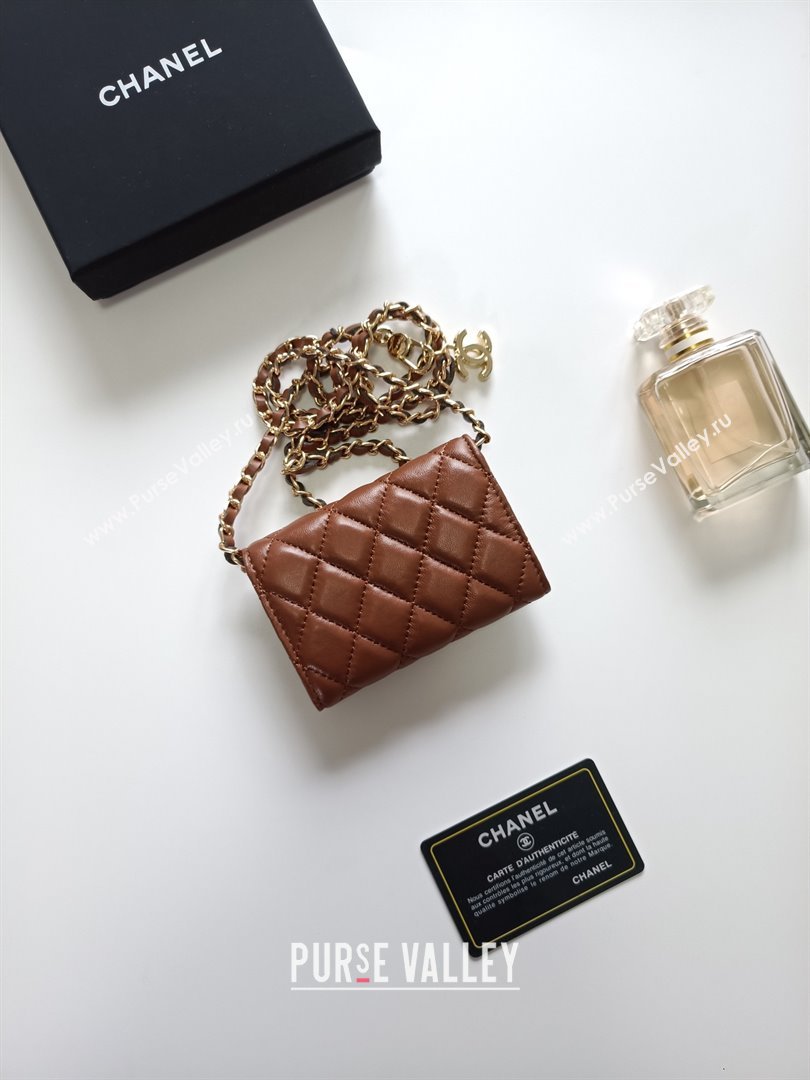 Chanel Chain Belt with Pouch in Smooth Leather 2015025 Brown/Gold 2025 (99-25122339)