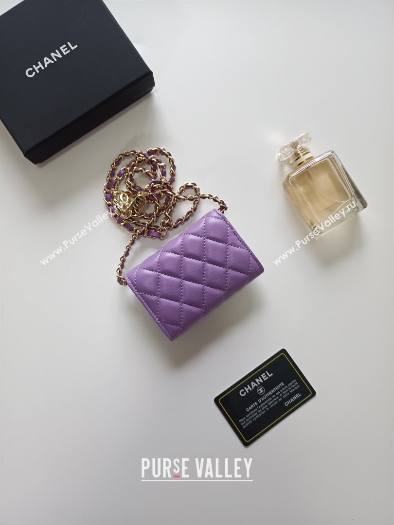 Chanel Chain Belt with Pouch in Smooth Leather 2015025 Purple/Gold 2025 (99-25122340)